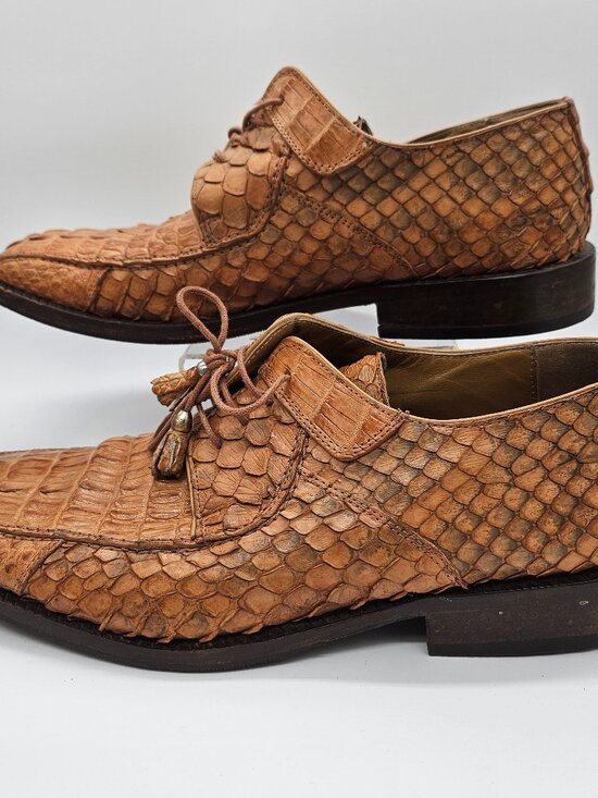 Genuine Hornback Alligator & Lizard Oxford Brown Dress Shoe Sz 8 Slick Exotica main image 9